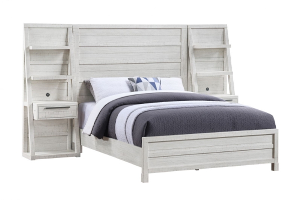 Picture of Byron Bay White Queen Bed with Piers