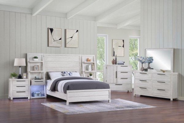 Picture of Byron Bay White Queen Bed with Piers