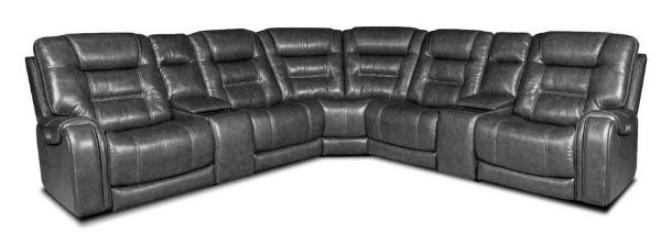 Picture of Rainier Steel 6 Piece Leather Power Sectional